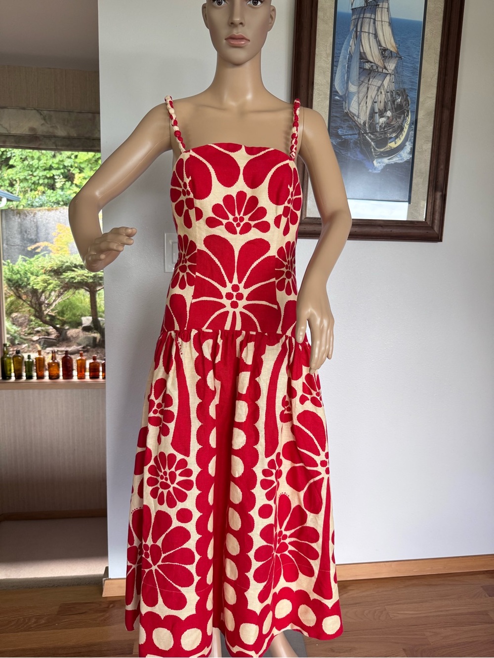 FARM Rio Palermo Red and Cream Floral Maxi Dress - Picture 3 of 14